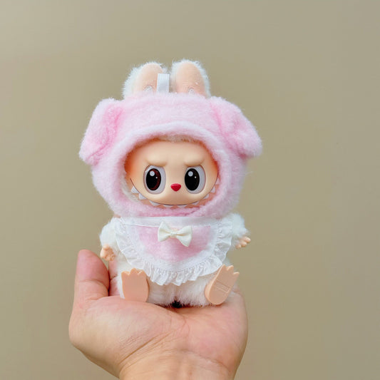 Labubu Doll Outfit Set - 17cm Cute Animal Costume (Headwear & Bib)