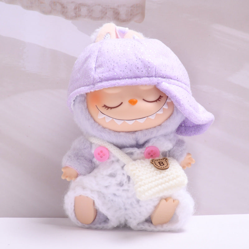Only clothes] generation two generation pendant pull cloth hat wool jumpsuit small bag Labubu for baby clothes