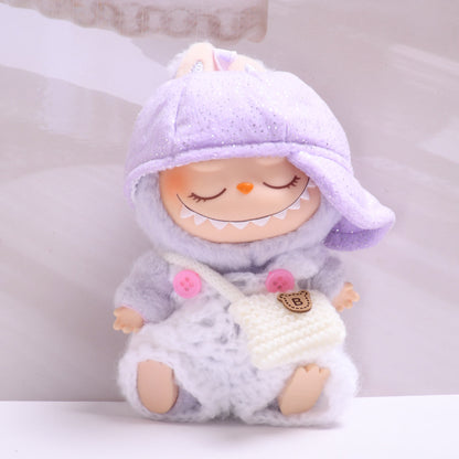 Only clothes] generation two generation pendant pull cloth hat wool jumpsuit small bag Labubu for baby clothes