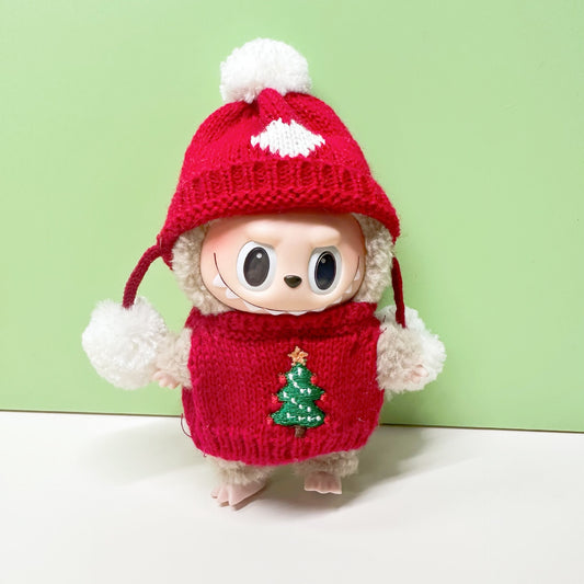 Blind Box pull cloth pendant clothes Christmas suit 15cm macaron labubu pendant doll New Year clothes