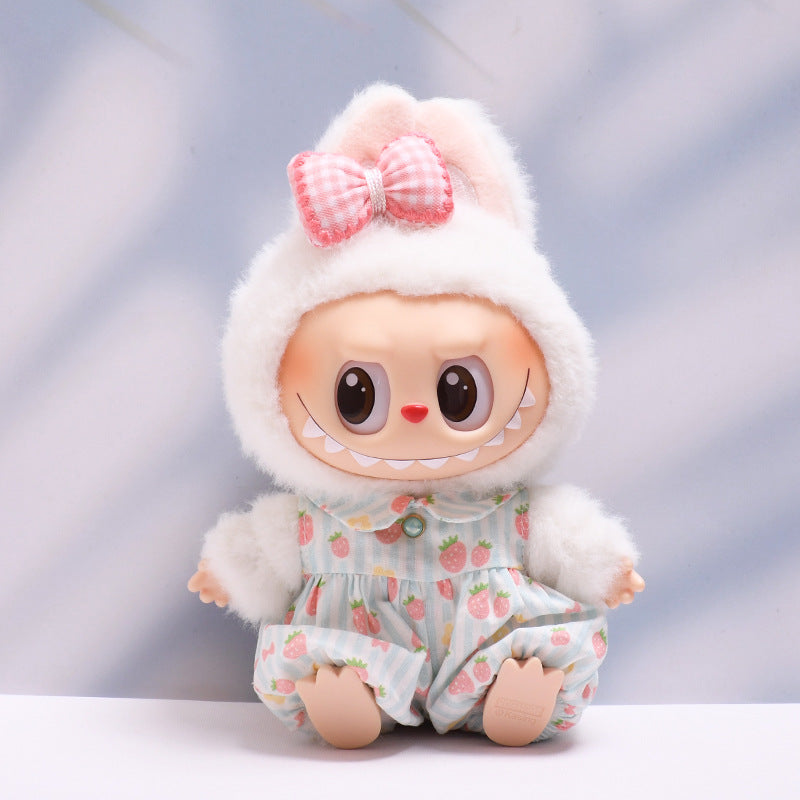 Only baby clothes] one, two and three generations of pendants labubu clothes strawberry jumpsuit suit labubu baby clothes