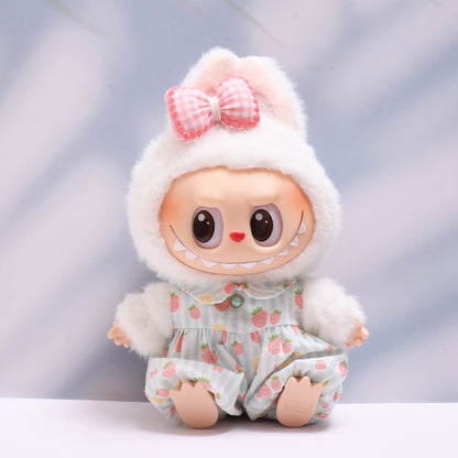Only baby clothes] one, two and three generations of pendants labubu clothes strawberry jumpsuit suit labubu baby clothes