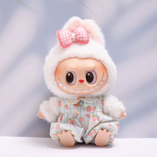 Only baby clothes] one, two and three generations of pendants labubu clothes strawberry jumpsuit suit labubu baby clothes