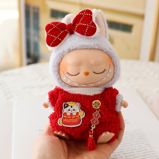 Labubu Costume New Year Clothes Labubu Pendant Sitting Party Doll Clothes for the Second Generation