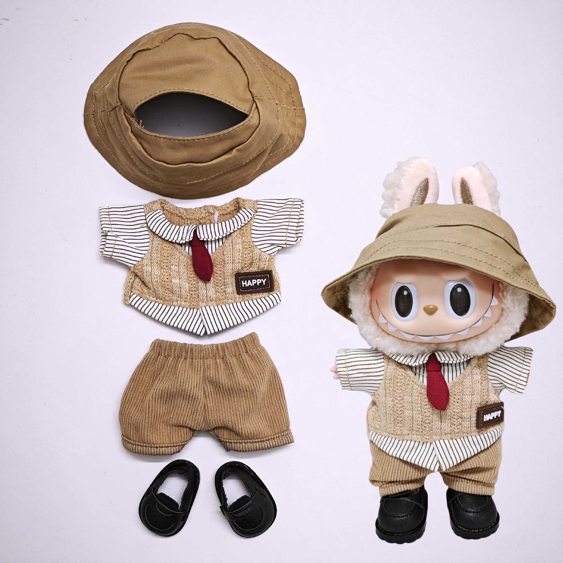 Labubu Doll Retro British 2-Piece Outfit with Accessories