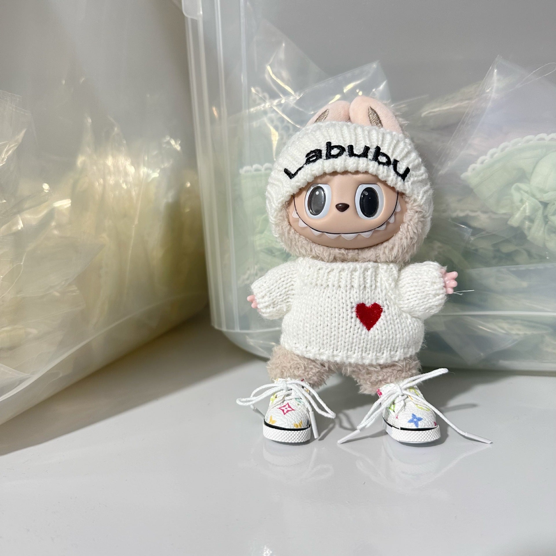 Only clothes] 17CM blind box pull cloth doll clothes pendant LABUBU for love sweater hat suit