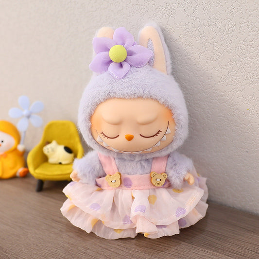 Generation II Blind Box Labubu Pendant Clothes Rab Cloth Sit Clothes Baby Clothes Pink Love Bear dress