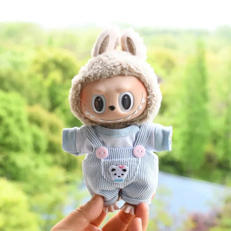 Only clothes] 17CM cloth cloth clothes 15CM doll Denim straps cartoon plaid suit hot sale