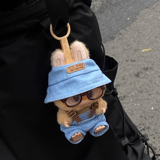 Labubu Doll Outfit Set - Overalls, Hat & Glasses for 15cm Vinyl Doll