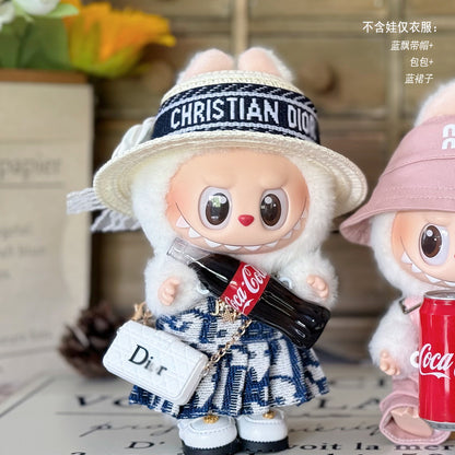 Labubu Doll Outfit - Blue Skirt & Hat for 17cm Labubu Doll