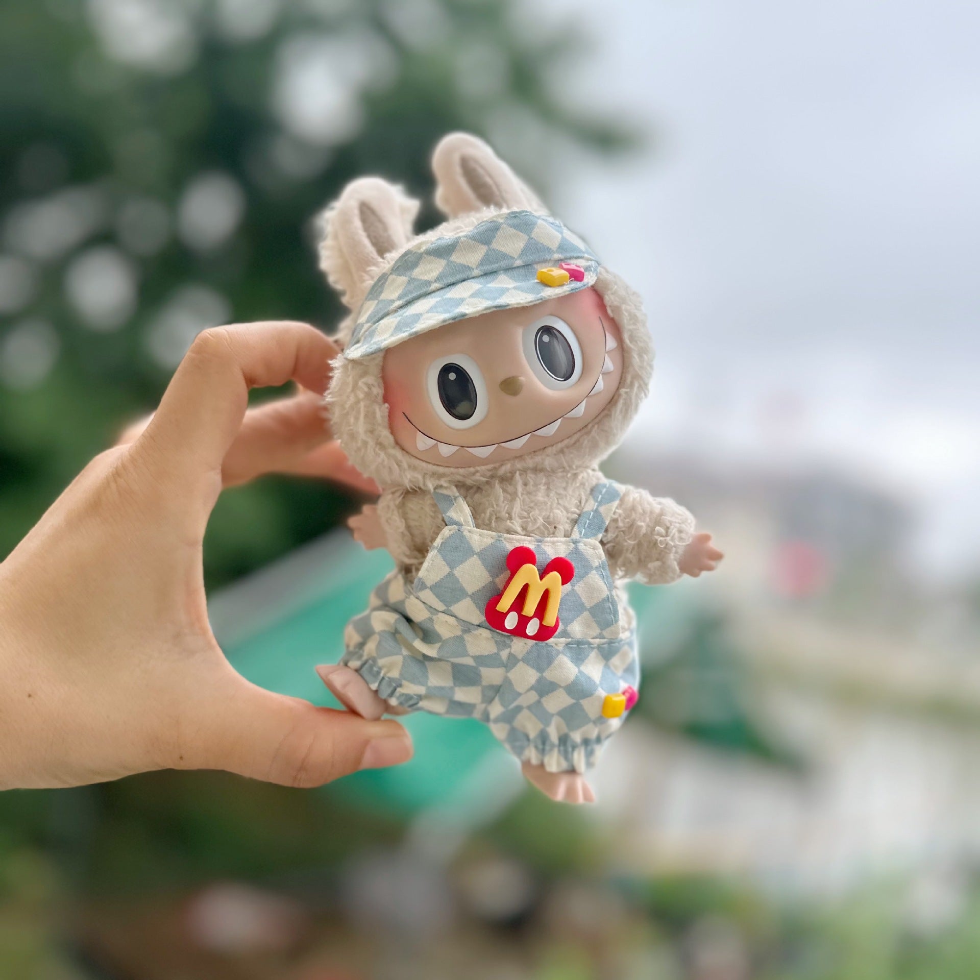 Only clothes] 17CM pendant cloth cloth clothes blind box LABUBU doll rhombus strap skirt suit new product
