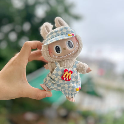 Only clothes] 17CM pendant cloth cloth clothes blind box LABUBU doll rhombus strap skirt suit new product