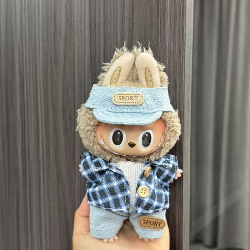 Rab cloth doll labubu17cm pendant one or two generations of vinyl plush doll suit accessories for clothes