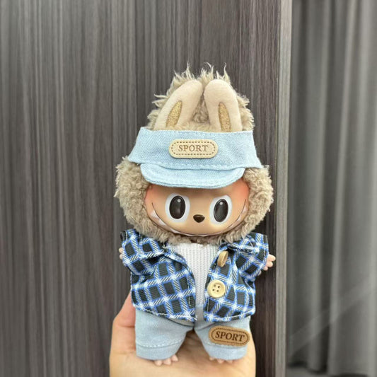 Rab cloth doll labubu17cm pendant one or two generations of vinyl plush doll suit accessories for clothes