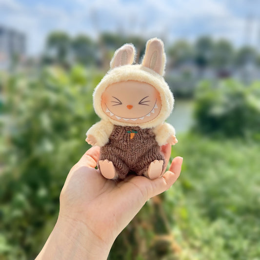 Only clothes] second generation blind box sit party labubu clothes handmade wool suspenders pull cloth