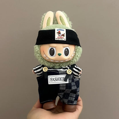 17cm Labubu Pendant Doll Vinyl Labubu Doll Can Wear suit for Plush Toy Clothes