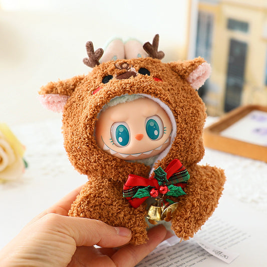 Labubu Blind Box Labubu Clothes Sit Party Vinyl Pendant for Elk Christmas Cloak Christmas Hat