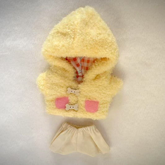 Labubu Doll Hooded Coat & Lace Shoes Set - Pink, Yellow, Blue, Green