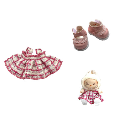 Labubu Doll Chanel Style Strap Dress Outfit for 15/17cm Dolls