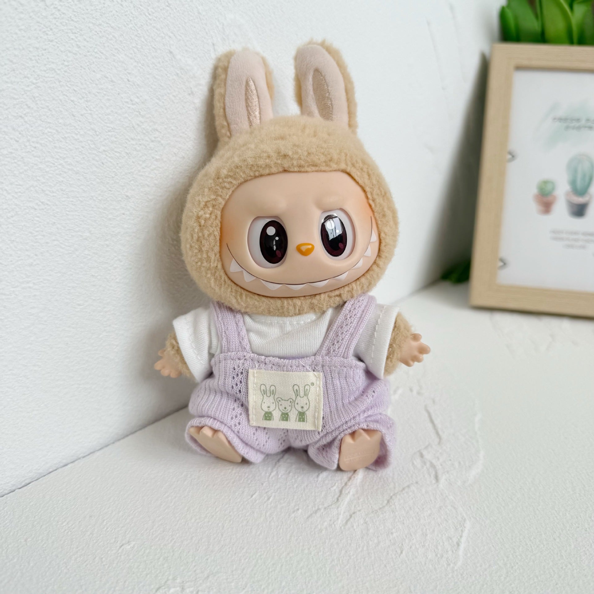 Clothes Only] 17cm Labubu Pendant Couple T-Shirt Overalls Skirt Clothing Accessories Blind Box Doll Clothes