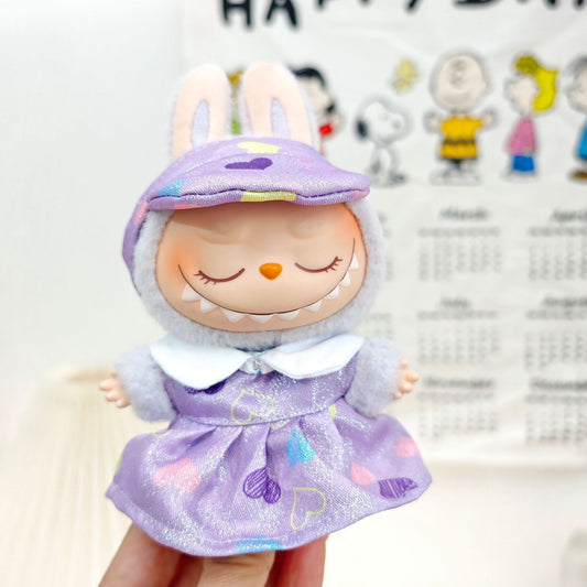 Labubu Doll Outfit - Sweetheart Strawberry Chef & Colorful Skirt for 15-17cm Pendant