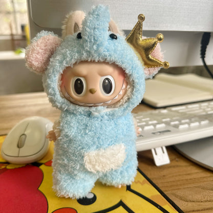 Only clothes] 17CM cloth cloth clothes key chain LABUBU big ear dog powder pig elk suit pendant spot