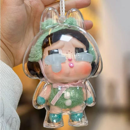 LABUBU Second Generation Sitting Party Transparent Protective Case Doll Dust-proof Case Protective Case Doll Clothes Wearing Bubble Mart