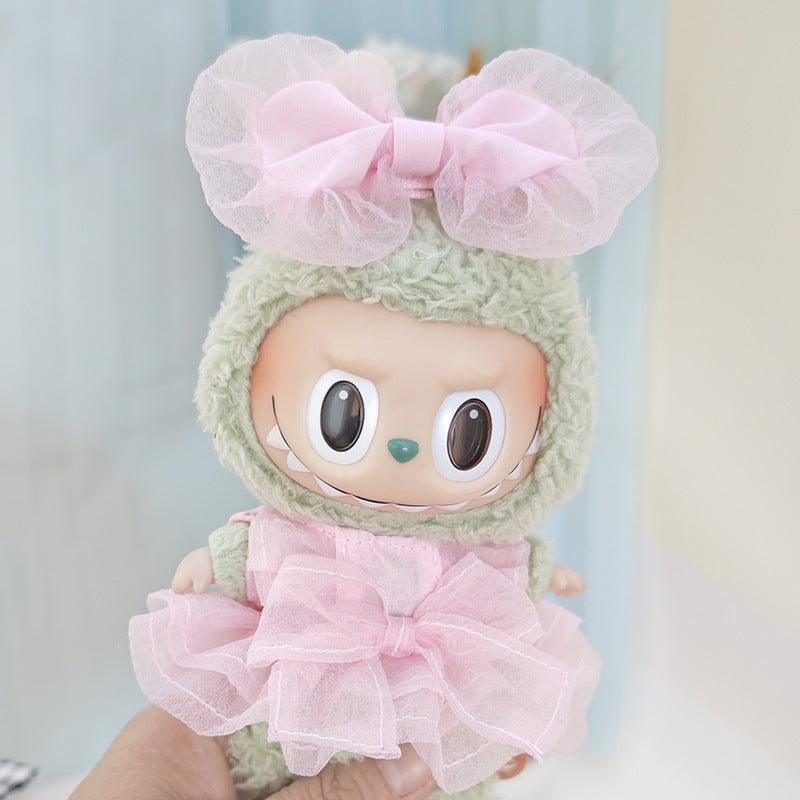 Suspender pants suit suitable for cloth cloth clothes to replace 15cm blind box series labubu vinyl baby clothes.