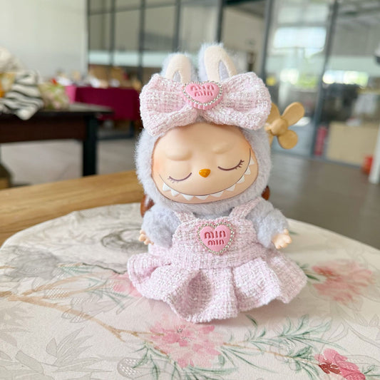 Only clothes] pendant pull cloth doll clothes one or two generations of LABUBU for light pink diamond MIN fragrant style skirt sweet