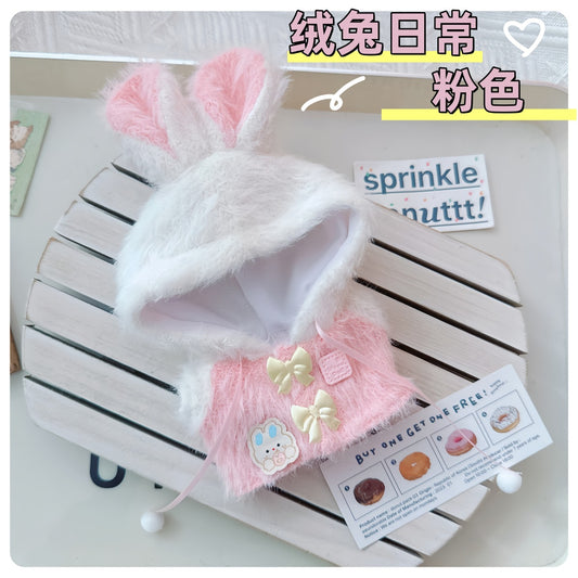 First and Second Generation Labubu Baby Clothes 17cm Labubu 10cm Cotton Doll Velvet Rabbit Daily Fur Outwear Pants