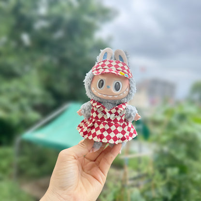 Only clothes] 17CM pendant cloth cloth clothes blind box LABUBU doll rhombus strap skirt suit new product