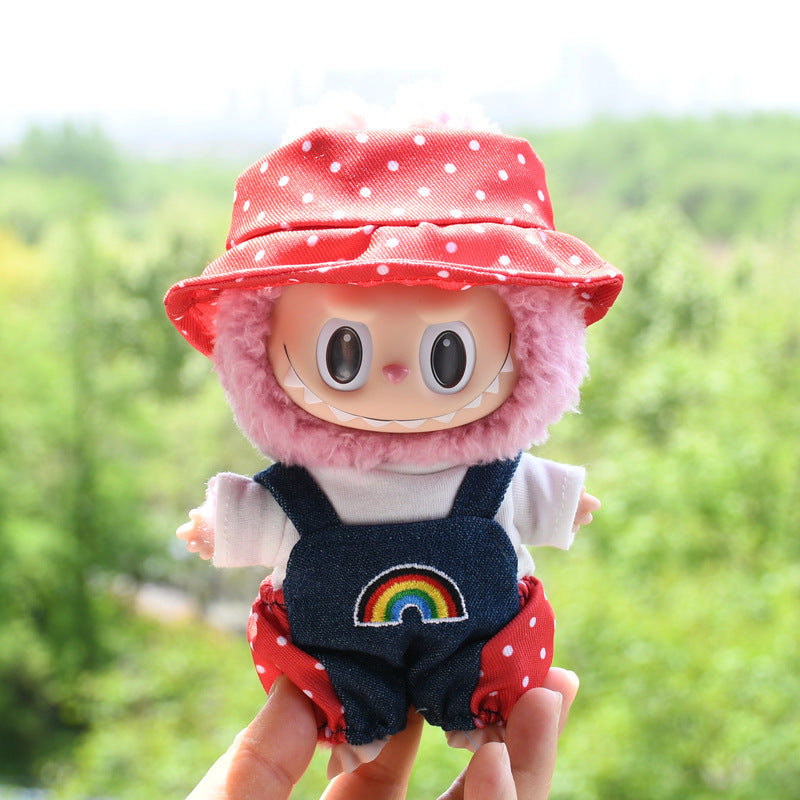 Only baby clothes] 17cm blind box cloth hanging clothes bear corduroy suspenders pants T-shirt key chain baby clothes