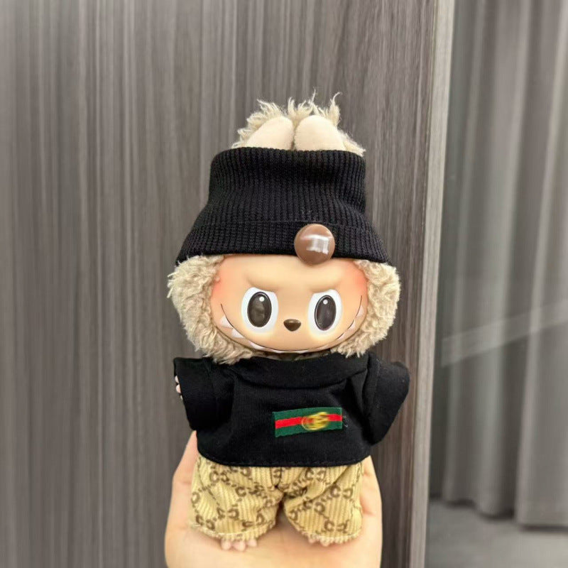 Rab cloth doll labubu17cm pendant one or two generations of vinyl plush doll suit accessories for clothes
