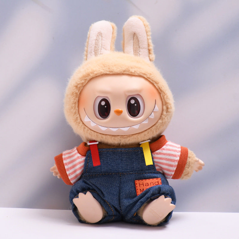 Only baby clothes] one, two and three generations of pendants labubu clothes Denim pants striped T labubu baby clothes