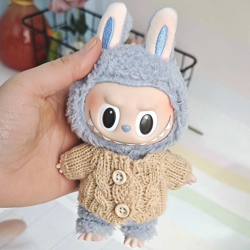 Sweater suitable for pulling cloth pendant clothes for knitted sweater 17cm labubu pendant doll clothes replacement