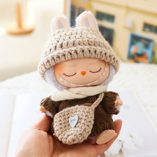 17cm labubu labubu pendant clothes generation 2 generation sitting party suit for sweater hat shoes