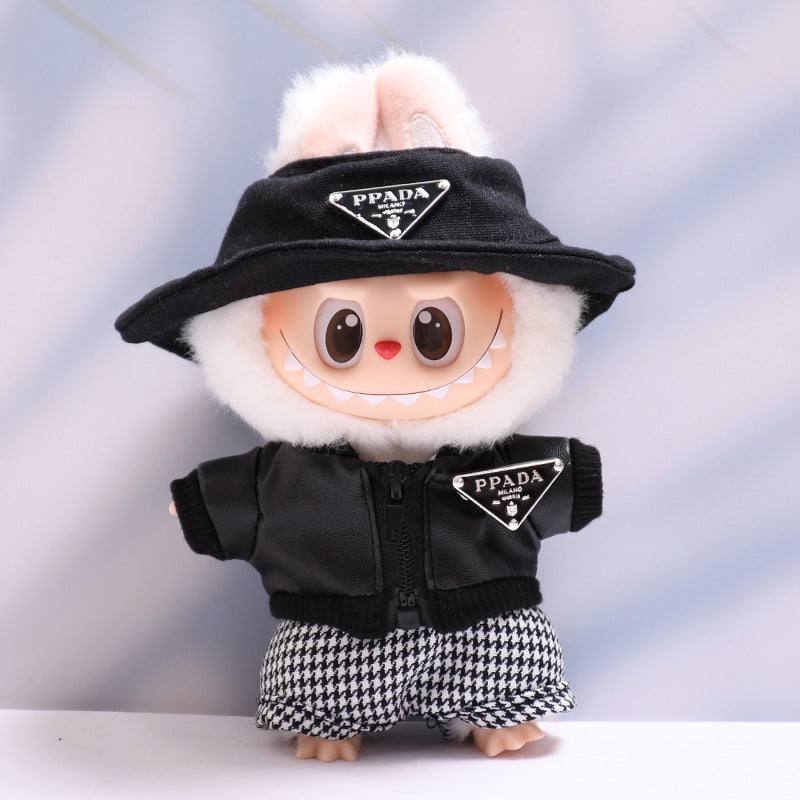 Only clothes] one or two generation pendant cloth cloth clothes black jacket coat houndstooth skirt LABUBU doll clothes