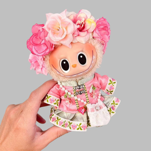 Labubu Doll Clothes Set for 17cm Pendant Doll - Flower, Bear, Cake Party Styles