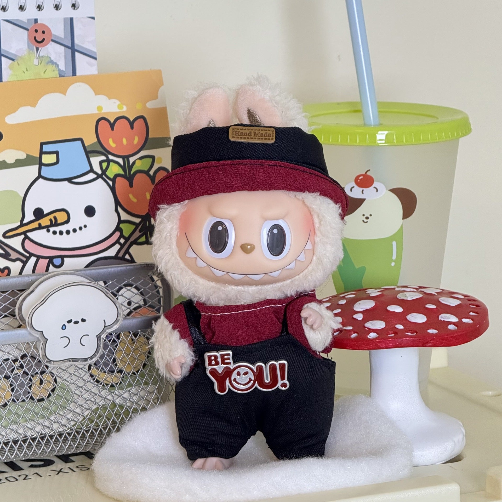 17cm Labubu Pendant Doll Vinyl Labubu Doll Can Wear suit for Plush Toy Clothes