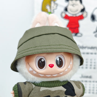 Labubu 17cm Doll Camouflage Outfit with Fisherman Hat & Accessories