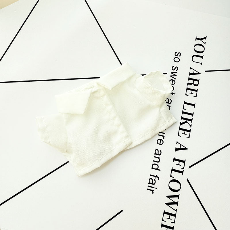 Clothes Only] 17cm Pendant Labubu Clothes Cat t Camellia Straw Hat Suit Labubu Doll Clothes