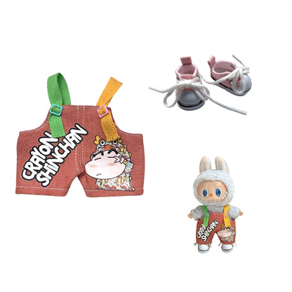 Labubu Doll Crayon Shin-chan Overalls Outfit with Accessories for 17cm Doll