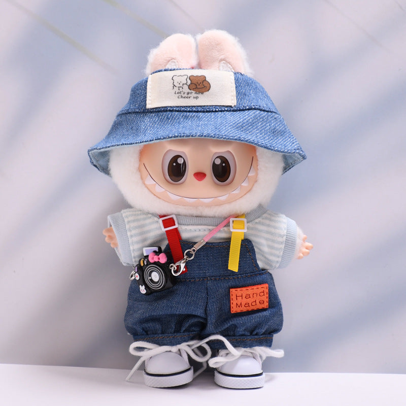 Only baby clothes] one, two and three generations of pendants labubu clothes Denim pants striped T labubu baby clothes
