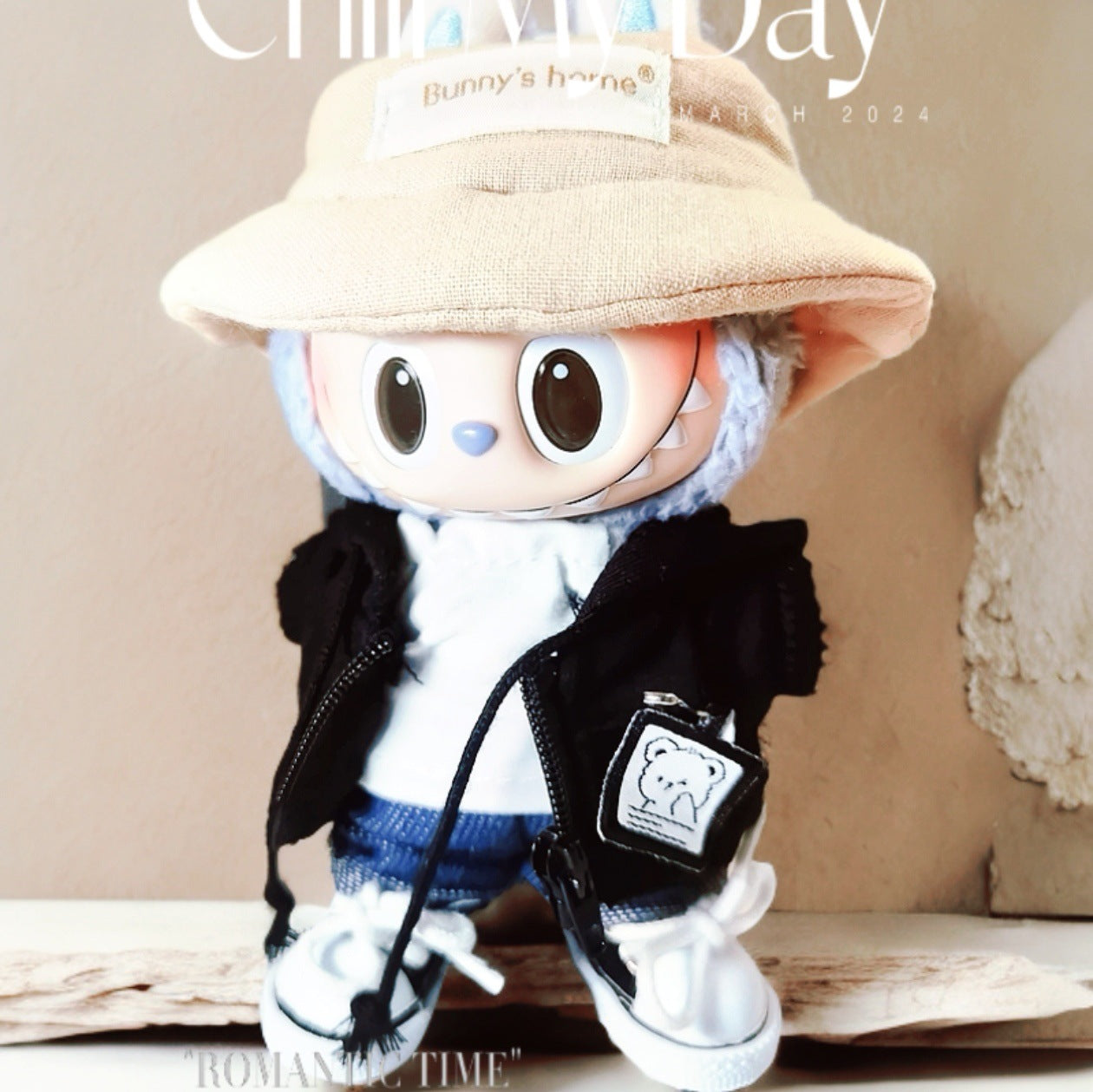Labubu Doll Outfit Set - White & Black Jacket with Accessories