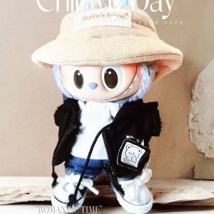 Labubu Doll Outfit Set - White & Black Jacket with Accessories