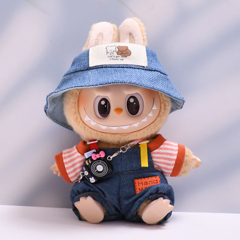 Only baby clothes] one, two and three generations of pendants labubu clothes Denim pants striped T labubu baby clothes