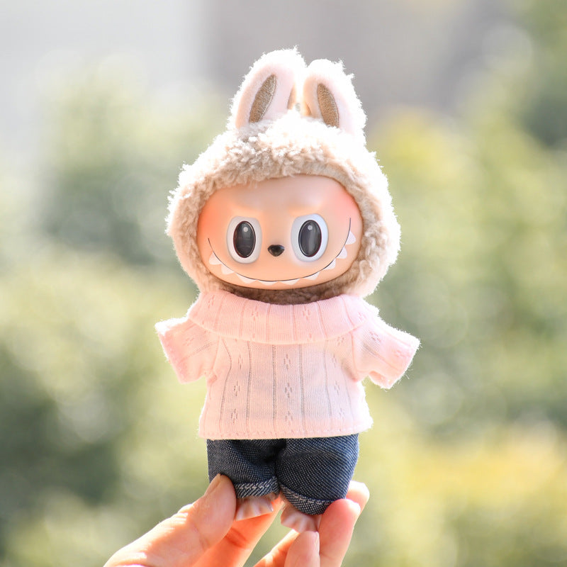 Only baby clothes] 17cm blind box cloth hanging clothes bear corduroy suspenders pants T-shirt key chain baby clothes