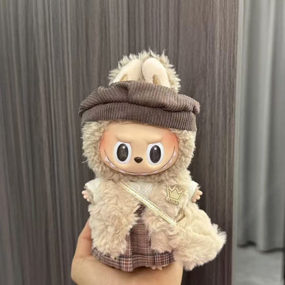 Wholesale labubu doll 17cm pendant one or two generation vinyl plush doll with suit for clothes
