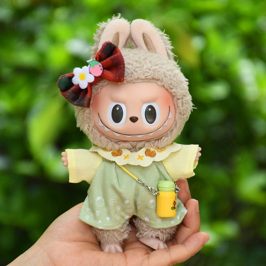 Labubu Doll Strawberry Belle Jumpsuit Outfit for 17cm Vinyl Doll