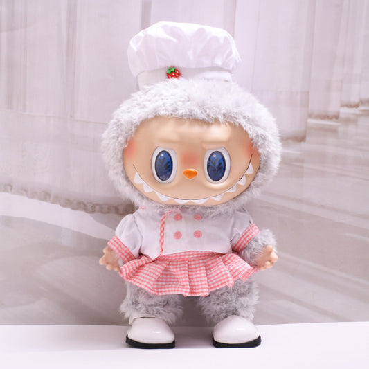 Labubu Chef Pink Skirt Set for 38cm Doll - Baby Clothes Outfit